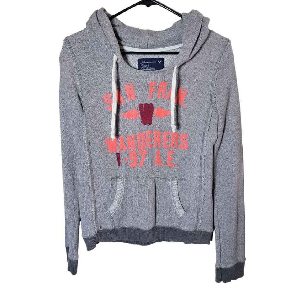 American Eagle Outfitters Hooded Sweatshirt Pullover‎ Ragged Lightweight Women M